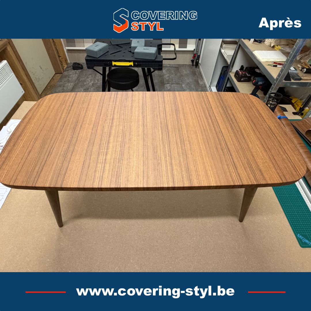Table après rénovation par vinyle architectural