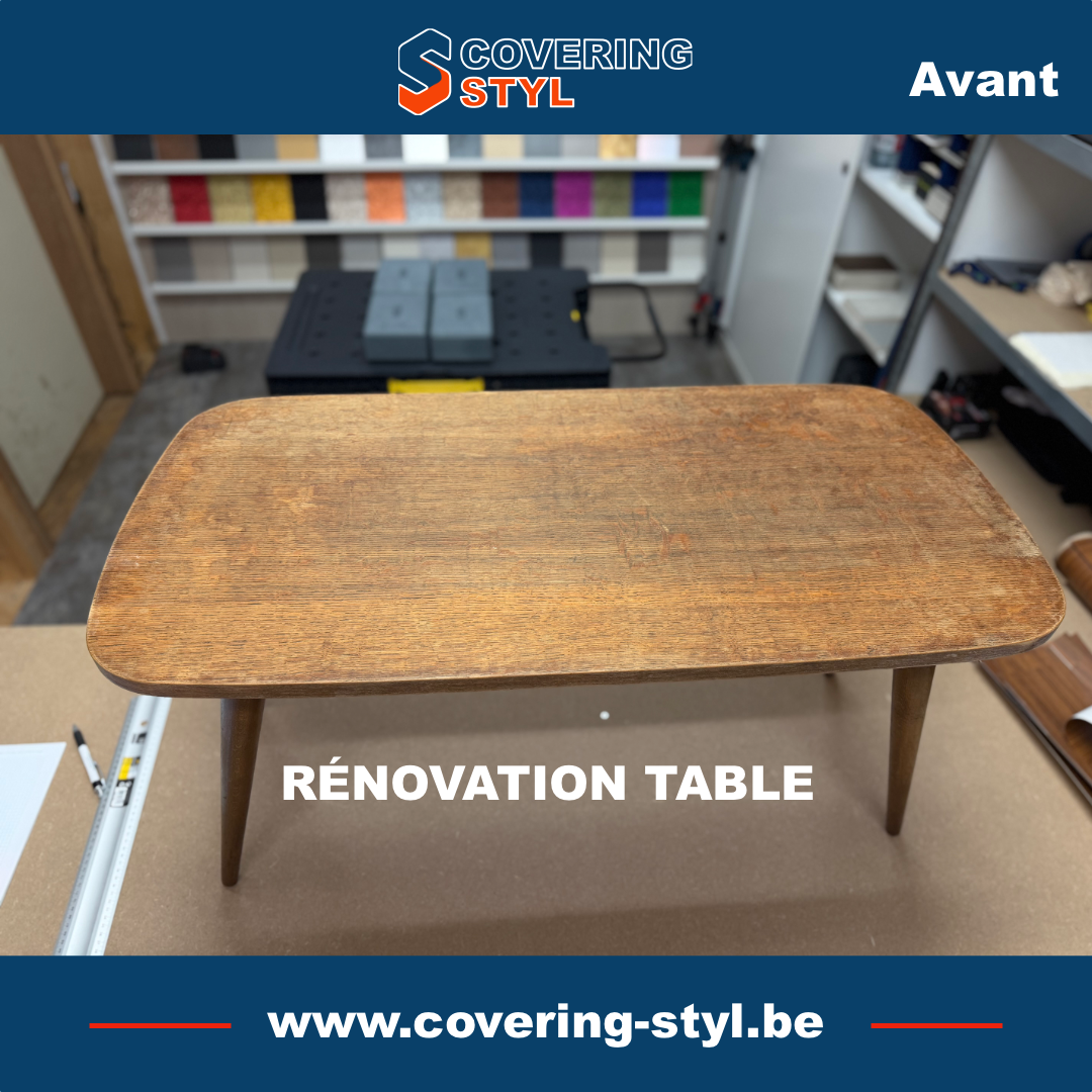 Table avant rénovation par vinyle architectural